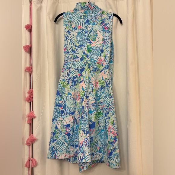 NWT Lilly Pulitzer Romeo Wrap Dress Coastal Blue Lion Around - Picture 2 of 5